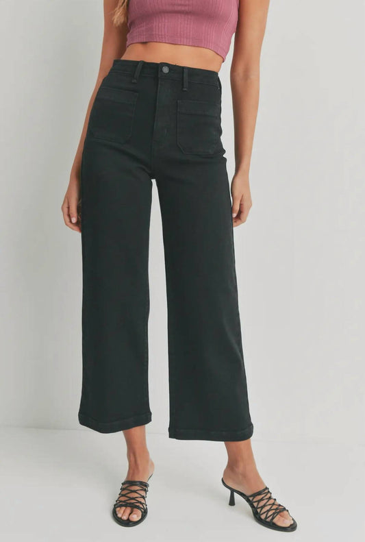 Just Black Denim - Patch Pocket Wide Leg Flare Jean