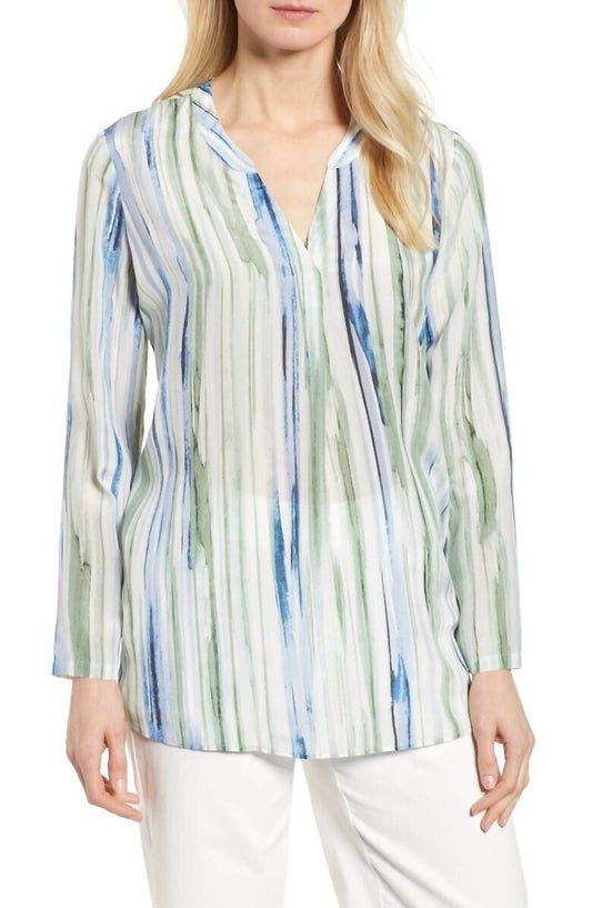 Nic + Zoe - Watercolor Silk Printed Mojito Nights Blouse