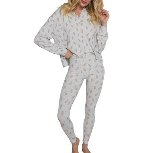 Sister Bloom - Rib Knit Henley & Long John Pajama Set