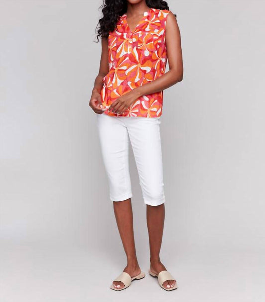 Charlie B - Printed Cotton Gauze Sleeveless Shirt