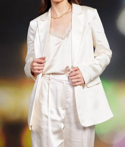 Skies Are Blue - One Button Dull Satin Blazer