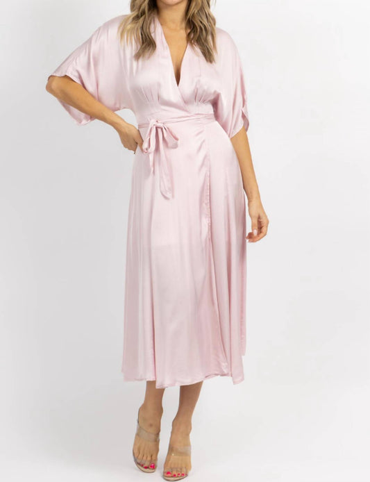 SATIN WRAP MIDI DRESS