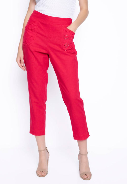 Picadilly - Eyelet Pull-on Straight Leg Pants
