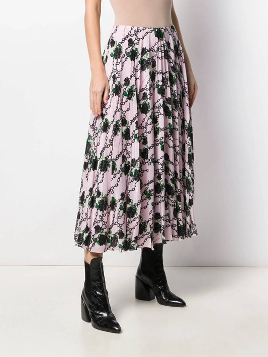 Valentino - Print Silk Pleated Skirt