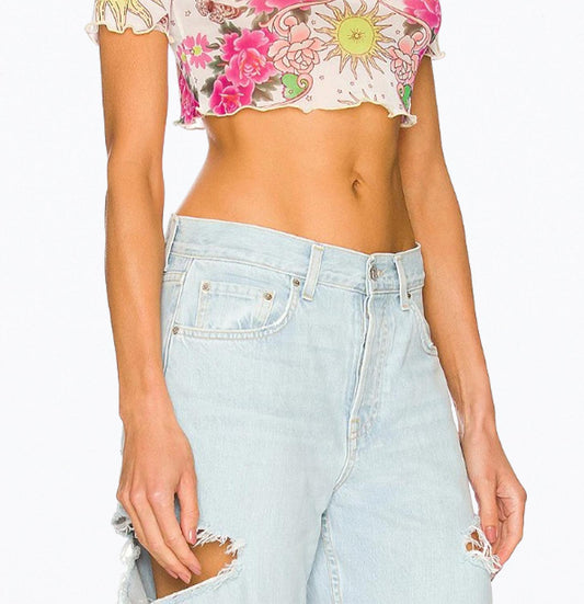 ISLA STRETCH-MESH CROPPED BABY TEE