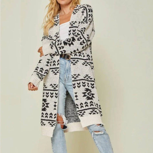 Andree By Unit - Aztec Print Sweater Cardigan