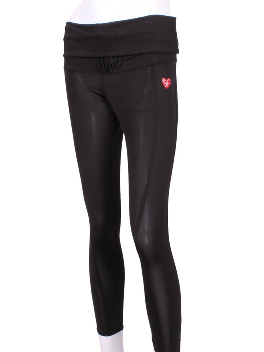 Love Love Tennis - Women's Roll Down Leg Lengthening Leggings