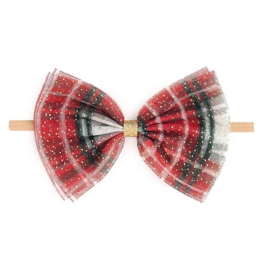 Sweet Wink - Holiday Plaid Large Bow Headband