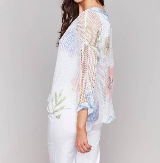 Charlie B - Printed Fishnet Crochet Sweater