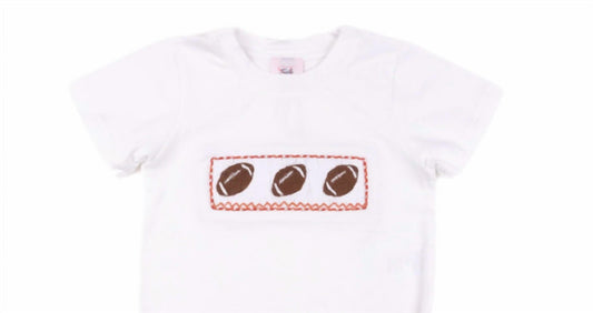 Teeta - Girl's Gingham Smocked Football Wyatt Short Set