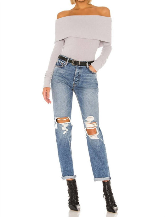 Free People - We The Free Snowbunny Off Shoulder Ribbed Long Sleeve Top