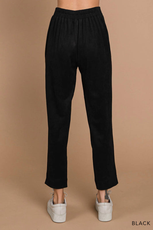 Cotton Bleu - Women's Faux Suede Cropped Wide Leg