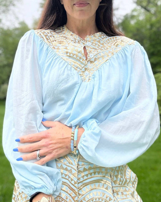 Greek Archaic Kori - Mao Collar Long Sleeve Shirt