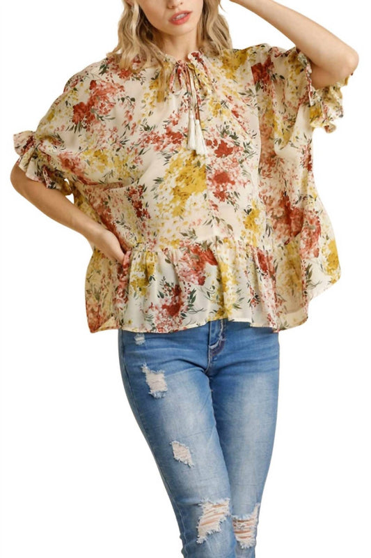 Umgee - Floral Ruffle Tiered Top