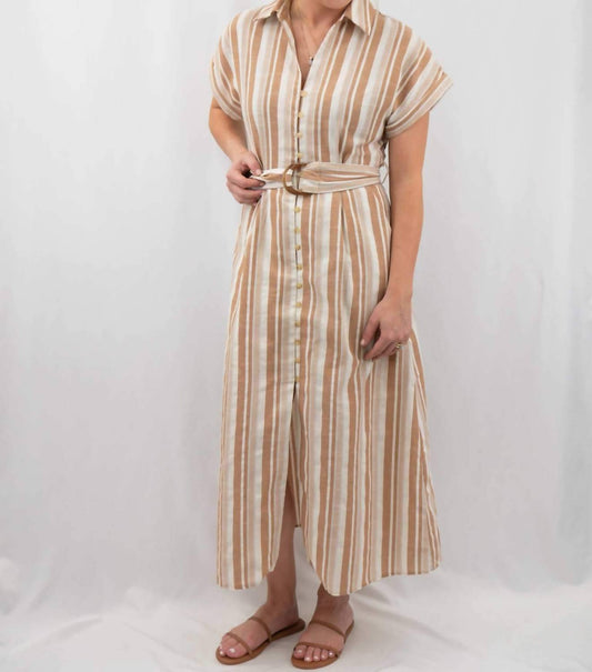 Fate - Linen Belted Shirt Maxi Dress