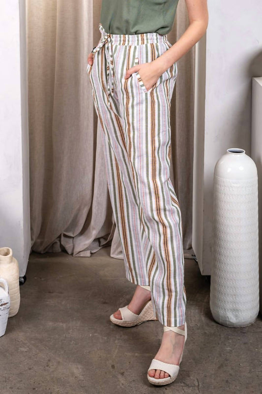 Paparazzi - Yarn Dyed Stripe Pull-on Pant With Pockets