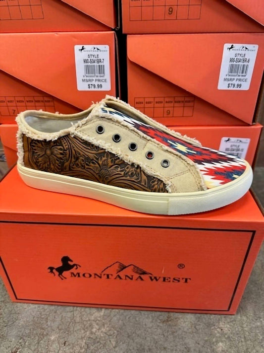 Montana West - Women's Montana West Aztec Print Canvas Shoe