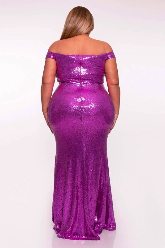 Ricarica - Curvy Sequins Evening Dress Plus Size