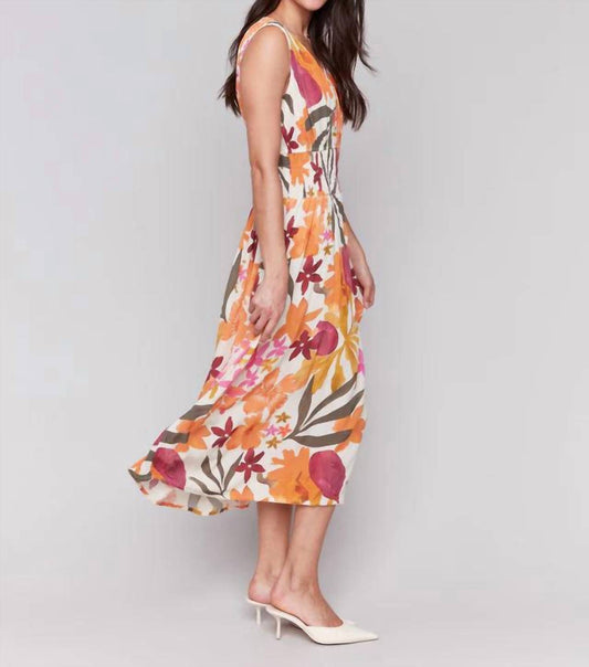 Charlie B - Printed Sleeveless Empire Waist Dress