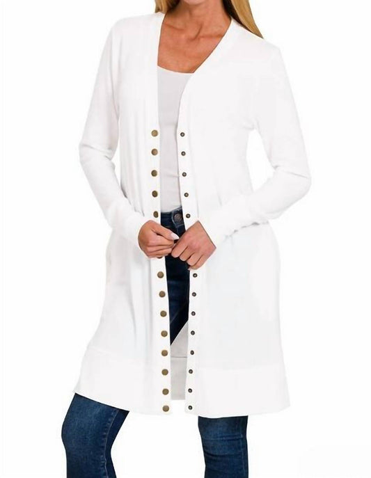 Zenana - Snap Cardigan Full Sleeve