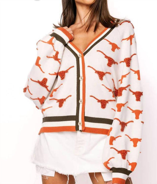 Queen Of Sparkles - TEXAS KNIT IN MASCOT RHINESTONE CARDIGAN