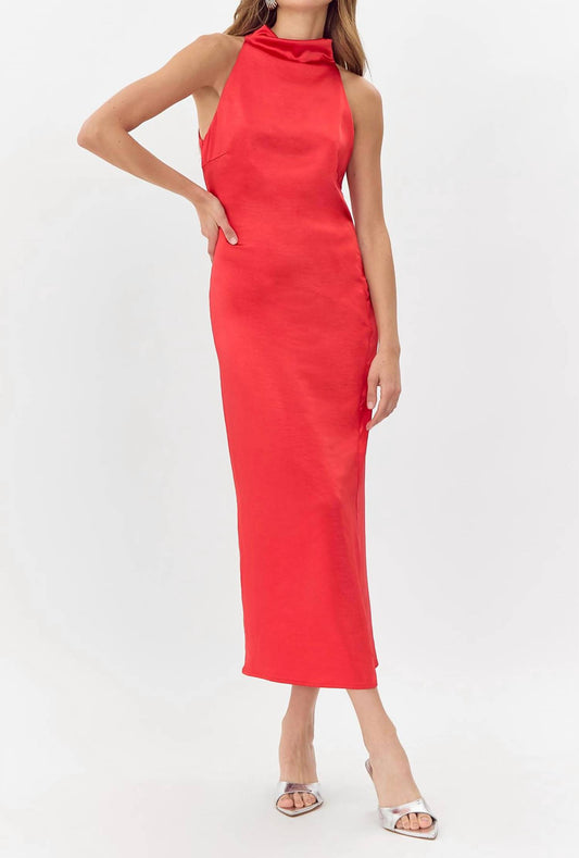 Greylin - Brayeln Mock Neck Midi Dress w/ Side Slit