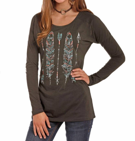Rock & Roll Denim - Cowgirl Feather Long Sleeve Tee