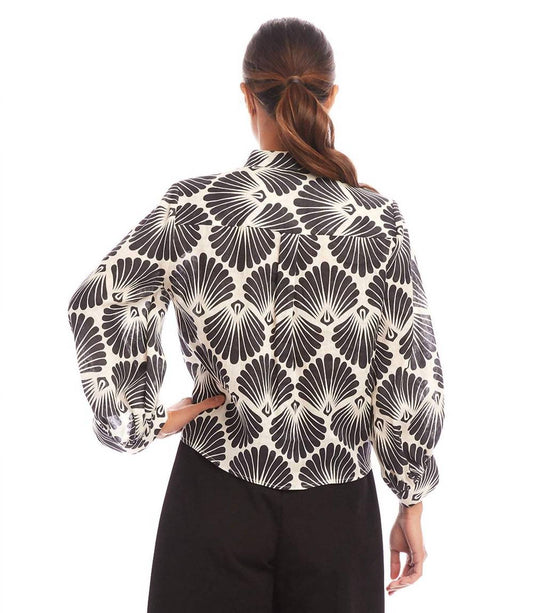 Karen Kane - Women's Petite Size Blouson Sleeve Linen Tie Front Top