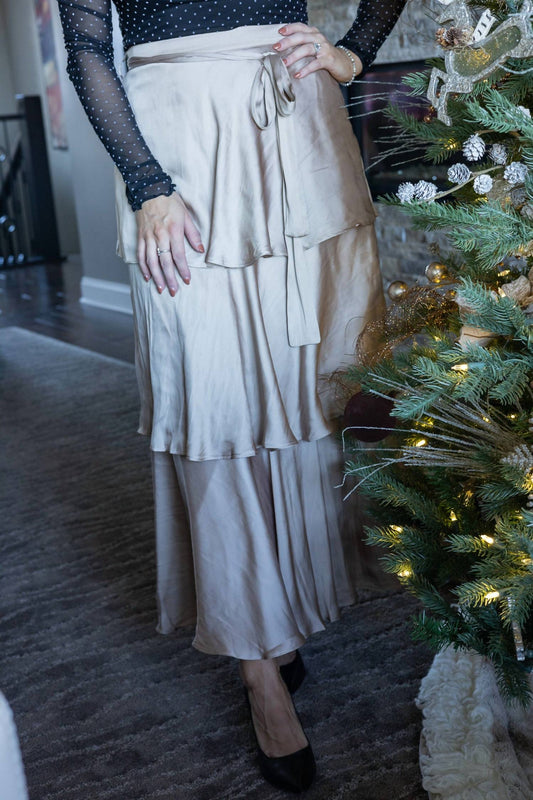 En Creme - Sadie Satin Maxi Skirt