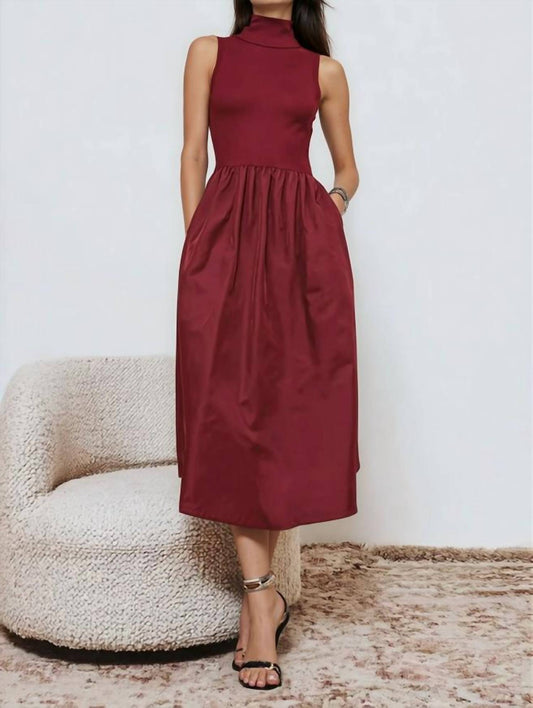 Naked Zebra - Sleeveless Mock Neck Midi Dress