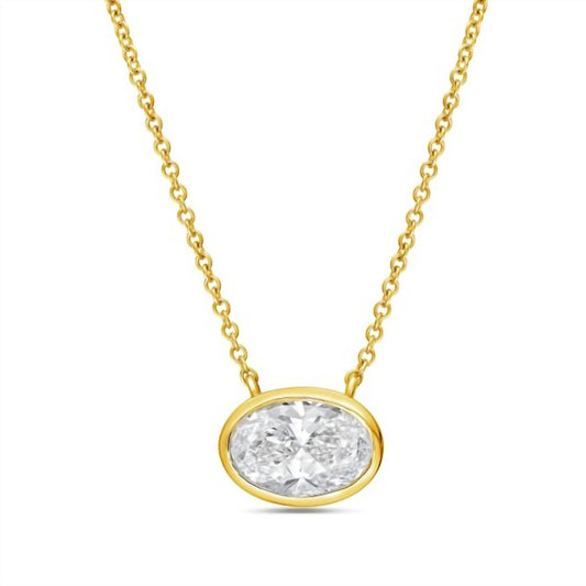 Diana M Jewels - Women's East West Oval Bezel Pendant (3.00 Ct)