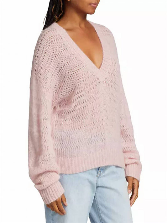 Naadam - Alpaca-Blend Open Stitch V-Neck Sweater