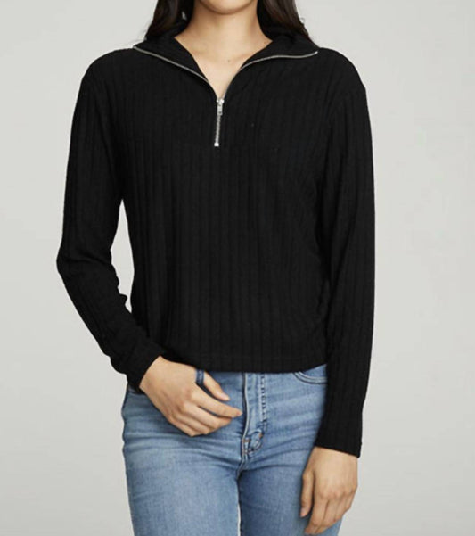 Zip Up Mock Neck Long Sleeve Pullover