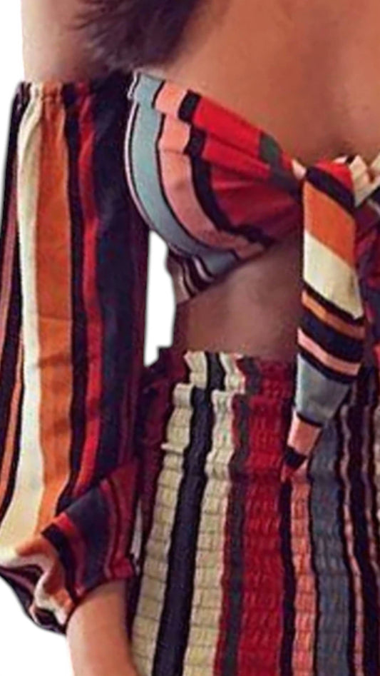 Olivaceous - Tie Front Off The Should Crop Top