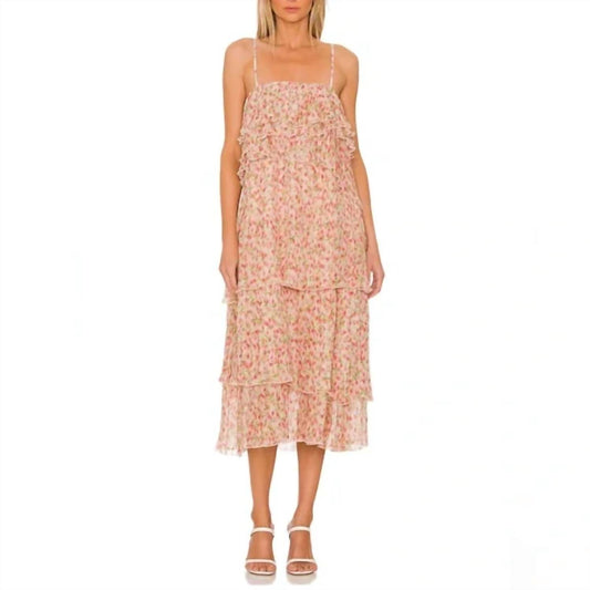 Something Navy - Floral Pleated Tiered Dress