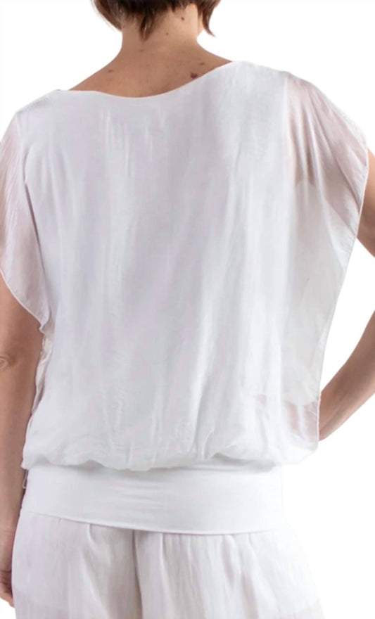 Gigi Moda - V-neck Flutter Sleeve Top