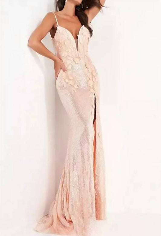 Jovani - Open Back Fitted Sequins Dress