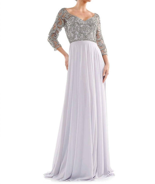 Marsoni By Colors - Beaded Applique Chiffon Dress