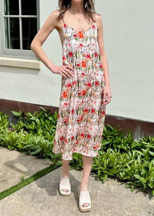 Astrid - Garden Print Spaghetti Strap Dress