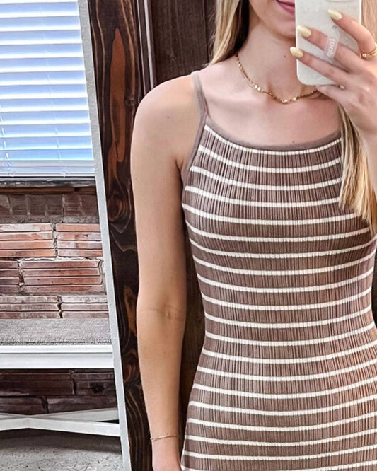 Wishlist - Ribbed Striped Midi Knit Dress
