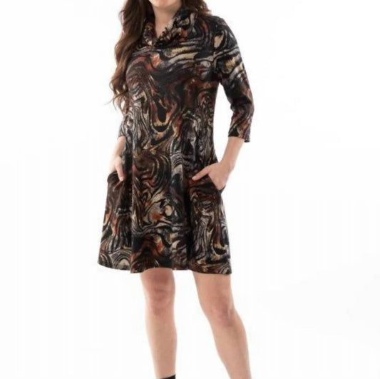 Bali - Animal Print A-line Cowl Dress