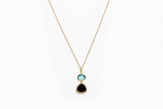 Avenue Chic - Women's Two Drop Oval Orchid Necklace