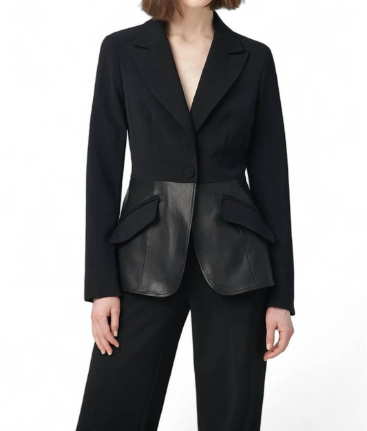 Iris Setlakwe - JACKET WITH LEATHER BASQUE
