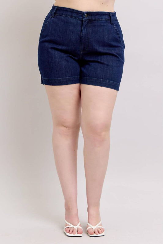 Judy Blue - High-waist Denim Trouser Shorts - Plus