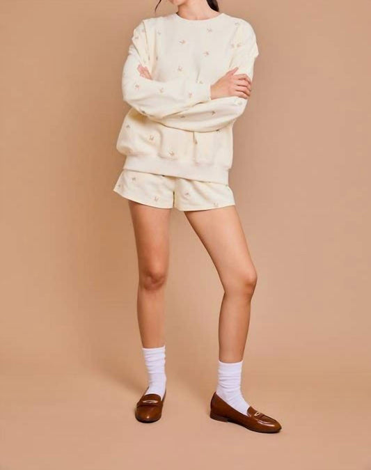 Gilli - Round Neck Bow Embroidered Sweatshirt