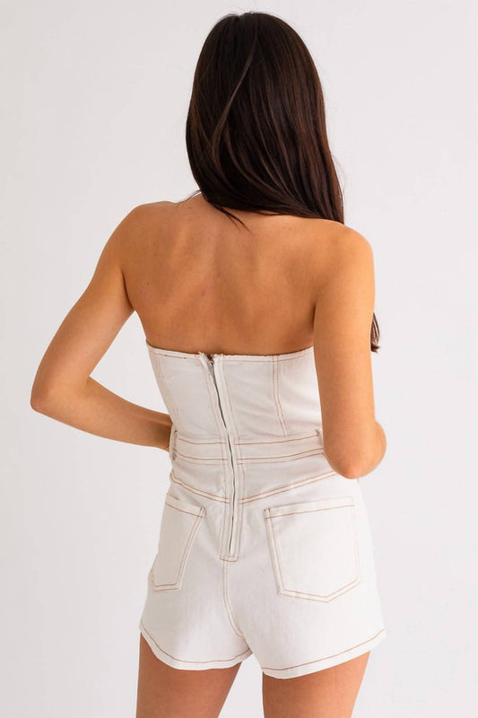 Le Lis - Strapless Denim Romper
