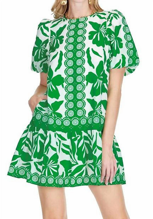 Jade - Puffed sleeve flounce dress