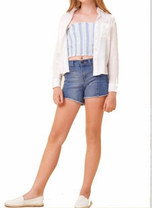 Vintage Havana - Medium Denim Color Blocked Shorts