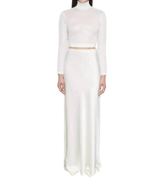 Enza Costa - SEQUIN CROPPED LONG SLEEVES MOCK NECK TOP