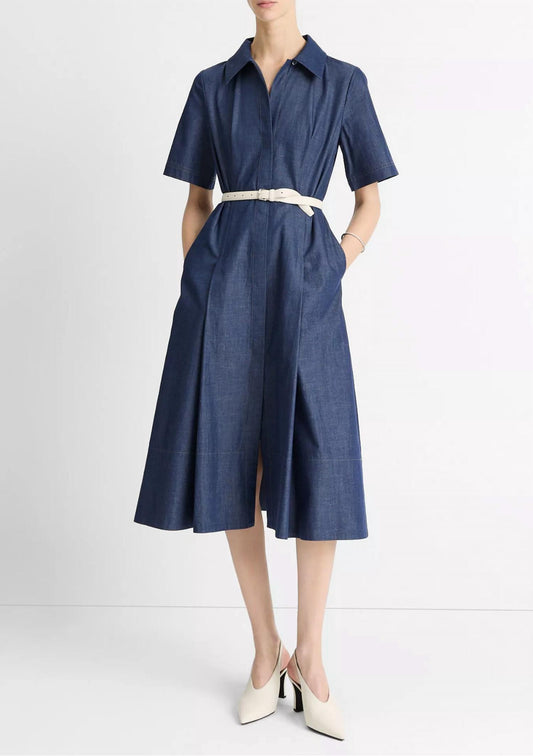 Vince - Denim Short Sleeve Shirt Dress
